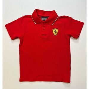 Ferrari Rosso Corsa Red Collar Polo Prancing Horse Crest Little Boys Size Medium